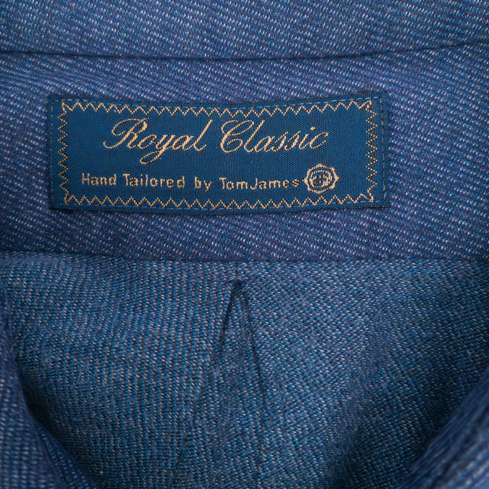 Tom James Royal Classic Hand Tailored Button Down Mens 2XL Blue Cotton Twill USA - Picture 2 of 13